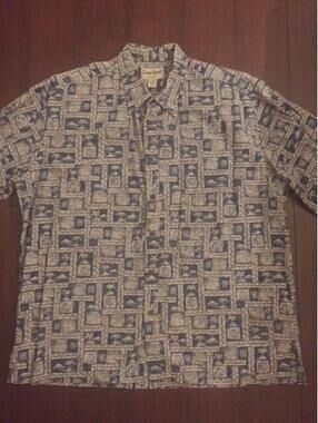 Cooke Street Honolulu 2X Hawaiian Shirt Aloha Blue Palm Trees 100% Cotton XXL